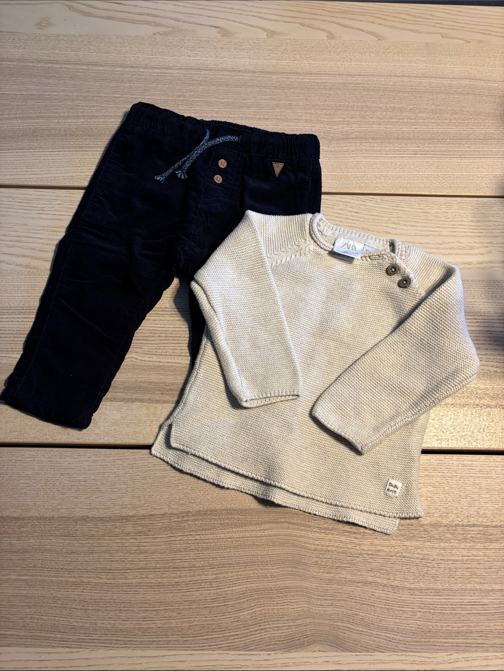H&M Cream Knit Sweater and Navy Pants Set